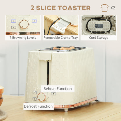 Kettle and Toaster Set 1.7L Fast Boil Kettle & 2 Slice Toaster Set Beige