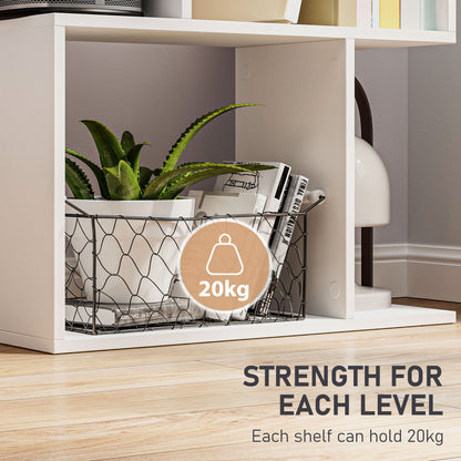 5-tier Display Shelving Storage Bookcase S Shape Bookshelf, White