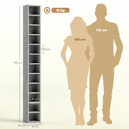 204 CD Storage Tower, Tall Storage Tower with 12 Tiers, Cement Grey