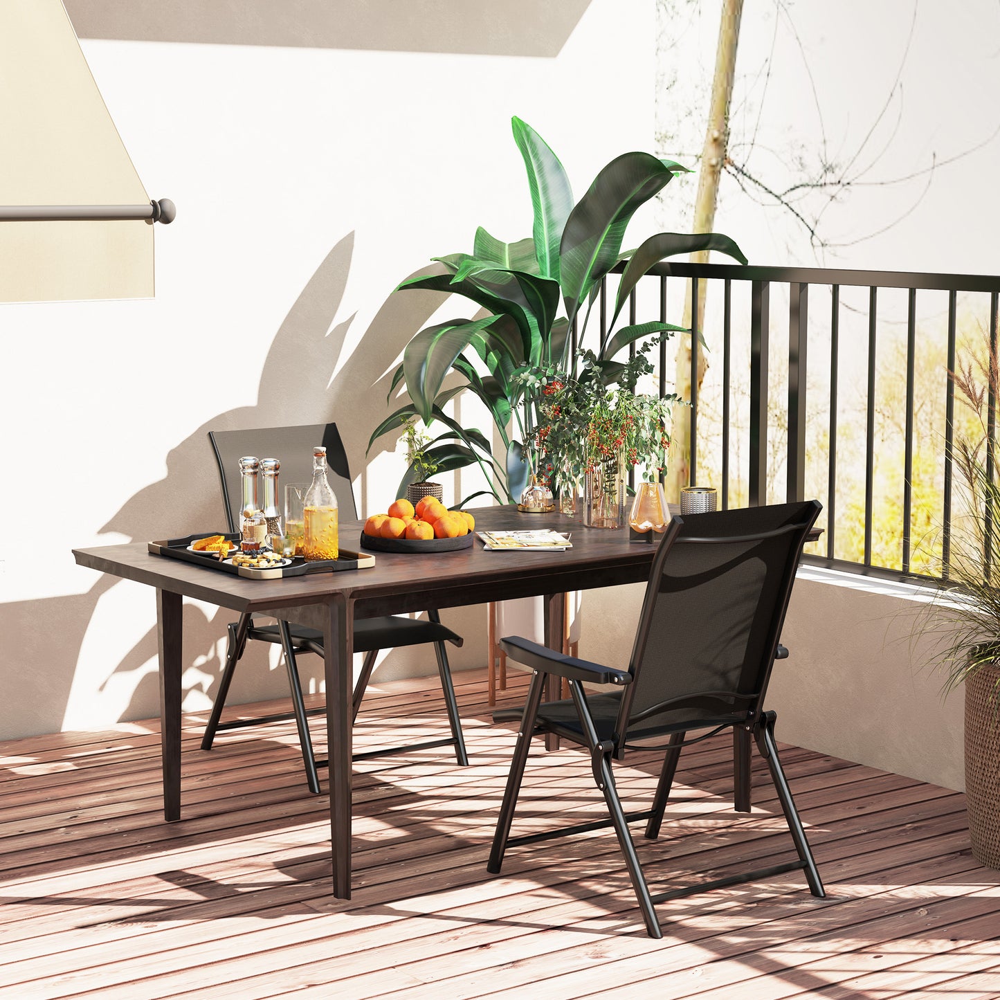 2PCS Folding Chair w/ Breathable Mesh Fabric Seat, Black