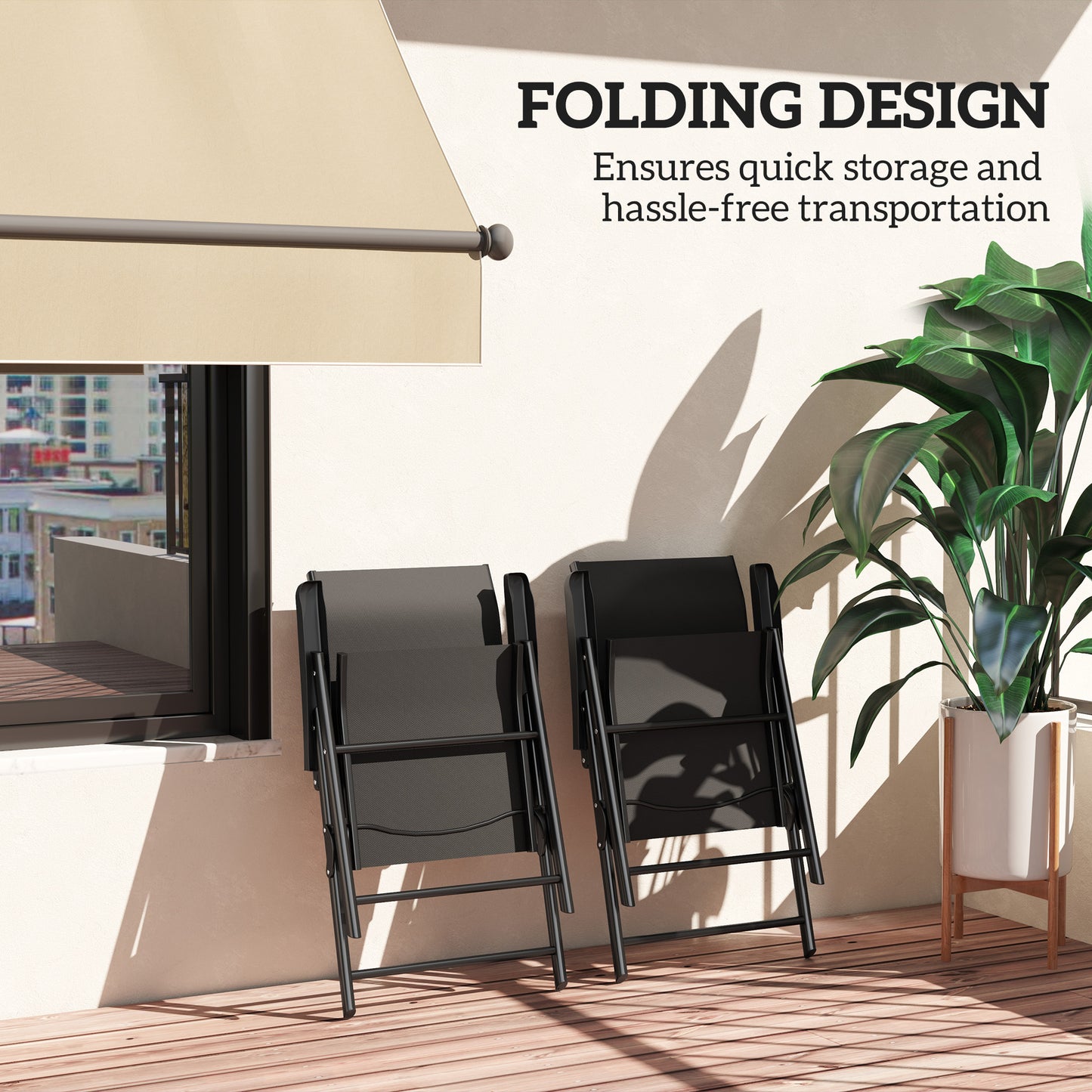 2PCS Folding Chair w/ Breathable Mesh Fabric Seat, Black