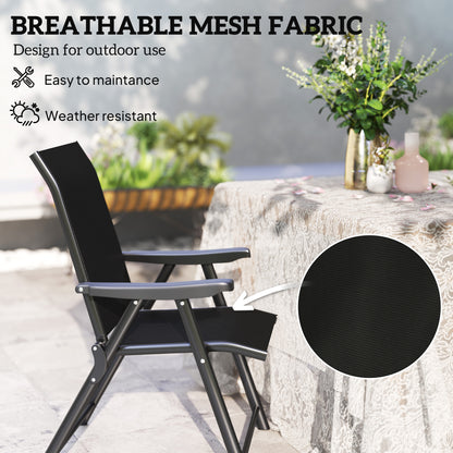2PCS Folding Chair w/ Breathable Mesh Fabric Seat, Black