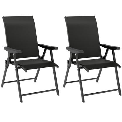 2PCS Folding Chair w/ Breathable Mesh Fabric Seat, Black