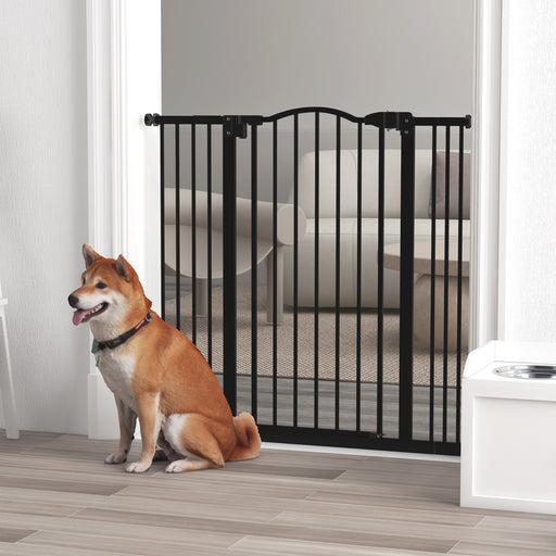 Metal Pet Safety Gate Dog Gate Folding Fence, Black