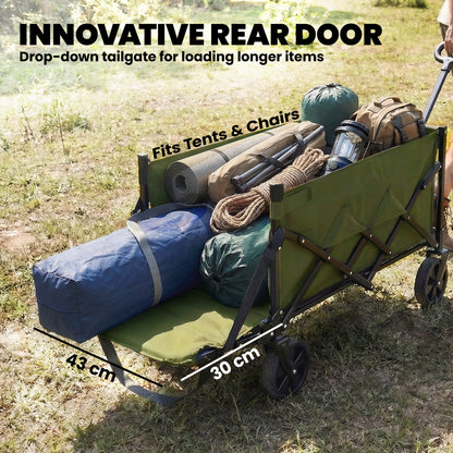 60L Festival Trolley on Wheels, Collapsible Wagon Cart, Green