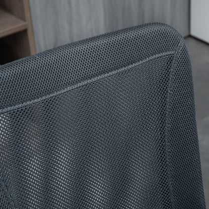 Computer Desk Chair, Mesh Office Chair with Adjustable Height and Swivel Wheels, Armless Study Chair, Grey