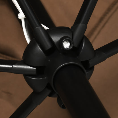 3x2m Patio Parasol Canopy Tilt Crank 6 Ribs Sun Shade Garden Brown