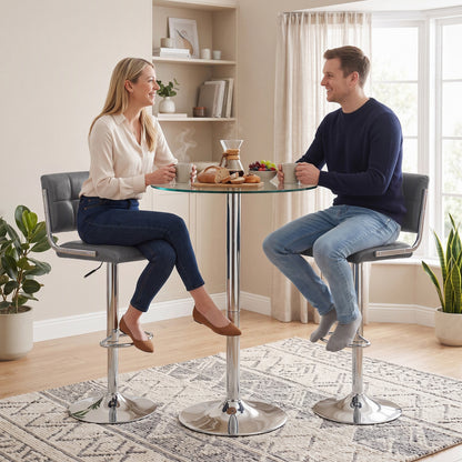 Adjustable Bar Stools Set of 2 with Backrest Grey