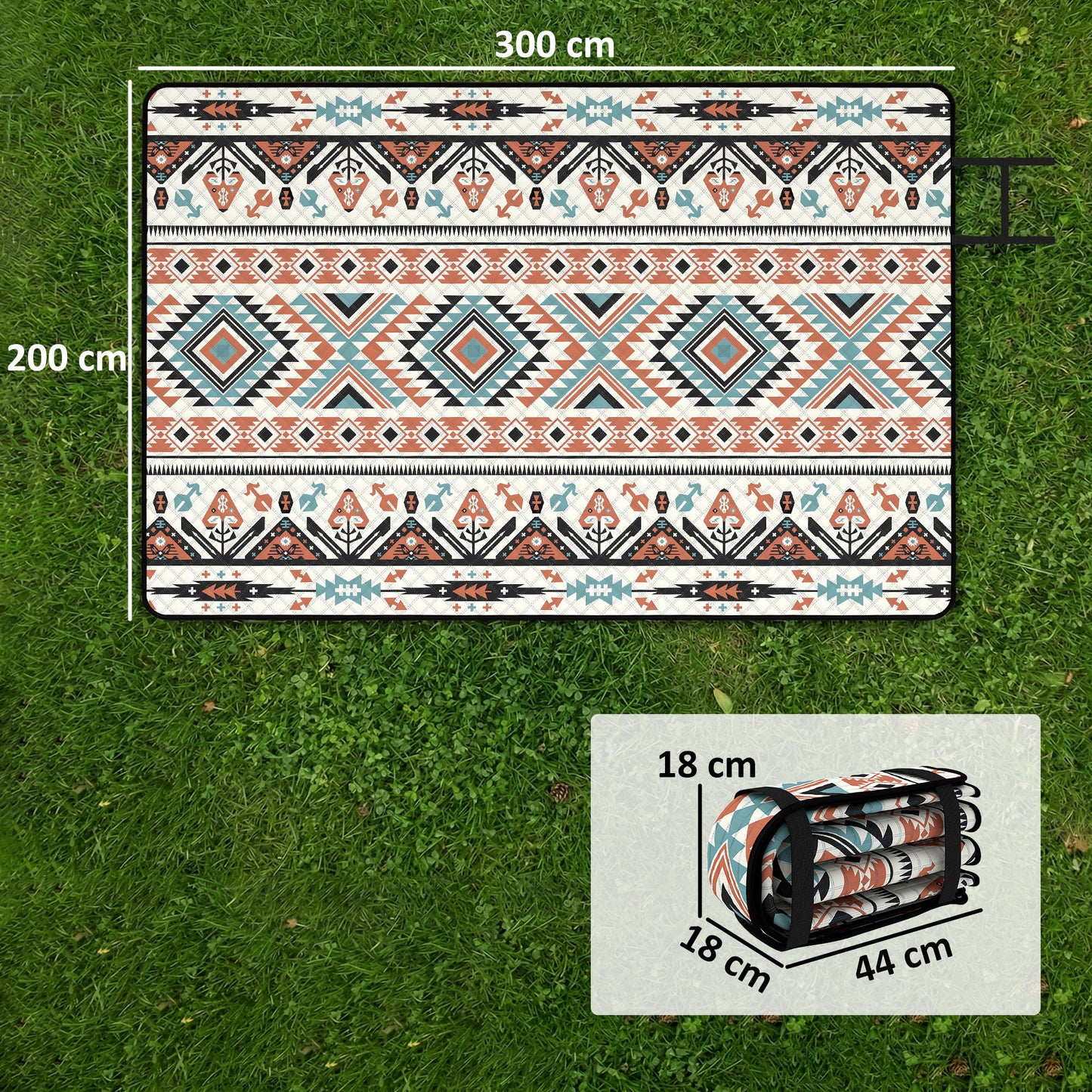 Picnic Blanket, 300x200CM Beach Blanket Outdoor Picnic Mat