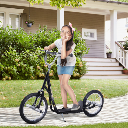 Teen Scooter Children Stunt Scooter W/ 16" Tyres Adjustable Height, Black