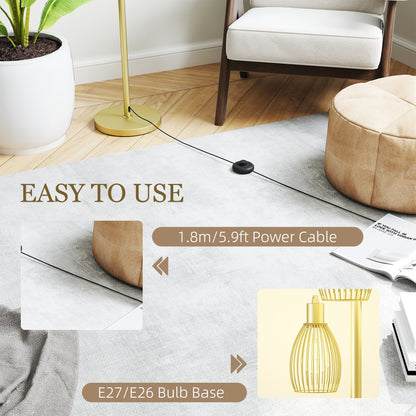 Industrial 3-Light Floor Lamp Dimmable Standing Lamp, Gold