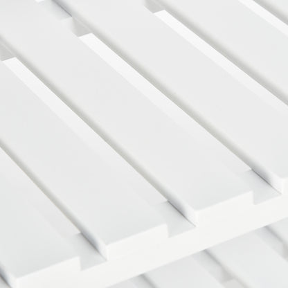 3-Tier Shoe Rack Wood Frame Slatted Shelves Open Storage, White
