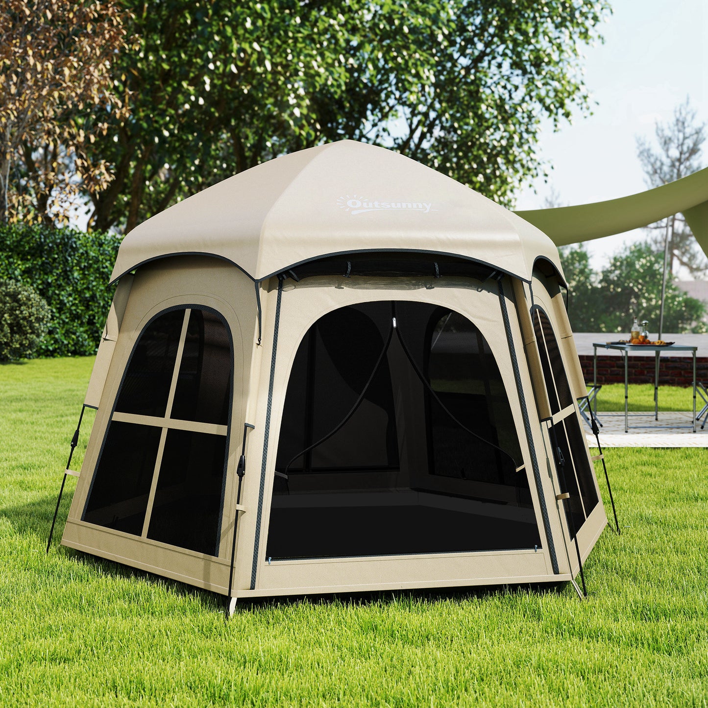 Pop Up Tent 3000mm Waterproof for 3-4 Person Khaki