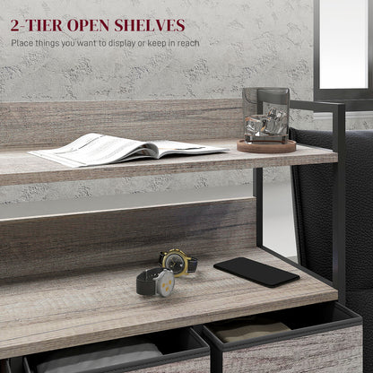 Bedroom Chest of Drawers 7 Drawer Dresser w/ Shelves, Grey Wood Effect