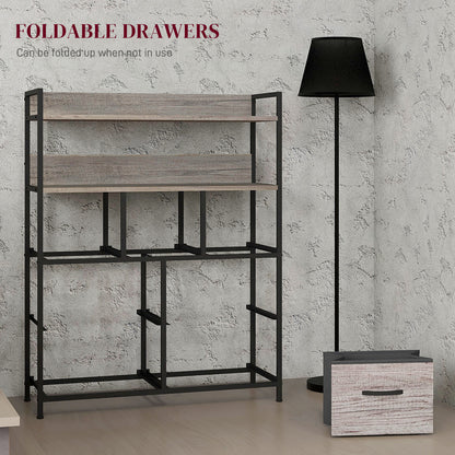 Bedroom Chest of Drawers 7 Drawer Dresser w/ Shelves, Grey Wood Effect