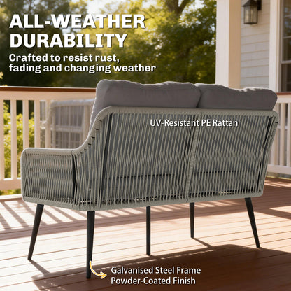 Rattan Garden Furniture Set, Tempered Glass with 3 Chairs