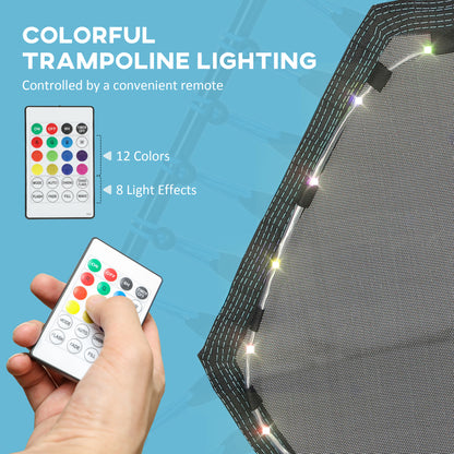 45" Fitness Trampoline with Adjustable Handle, LED Lights, Blue