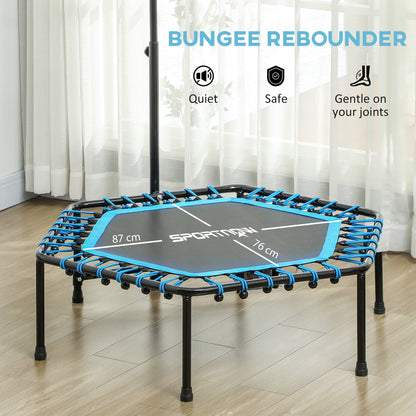 45" Fitness Trampoline with Adjustable Handle, LED Lights, Blue