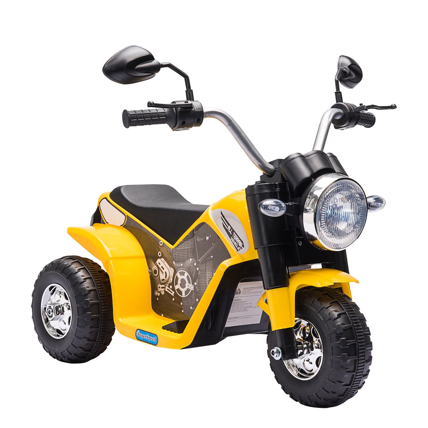 Kids 6V Electric Motorcycle Ride-On Toy Battery 18 - 36 Months Yellow