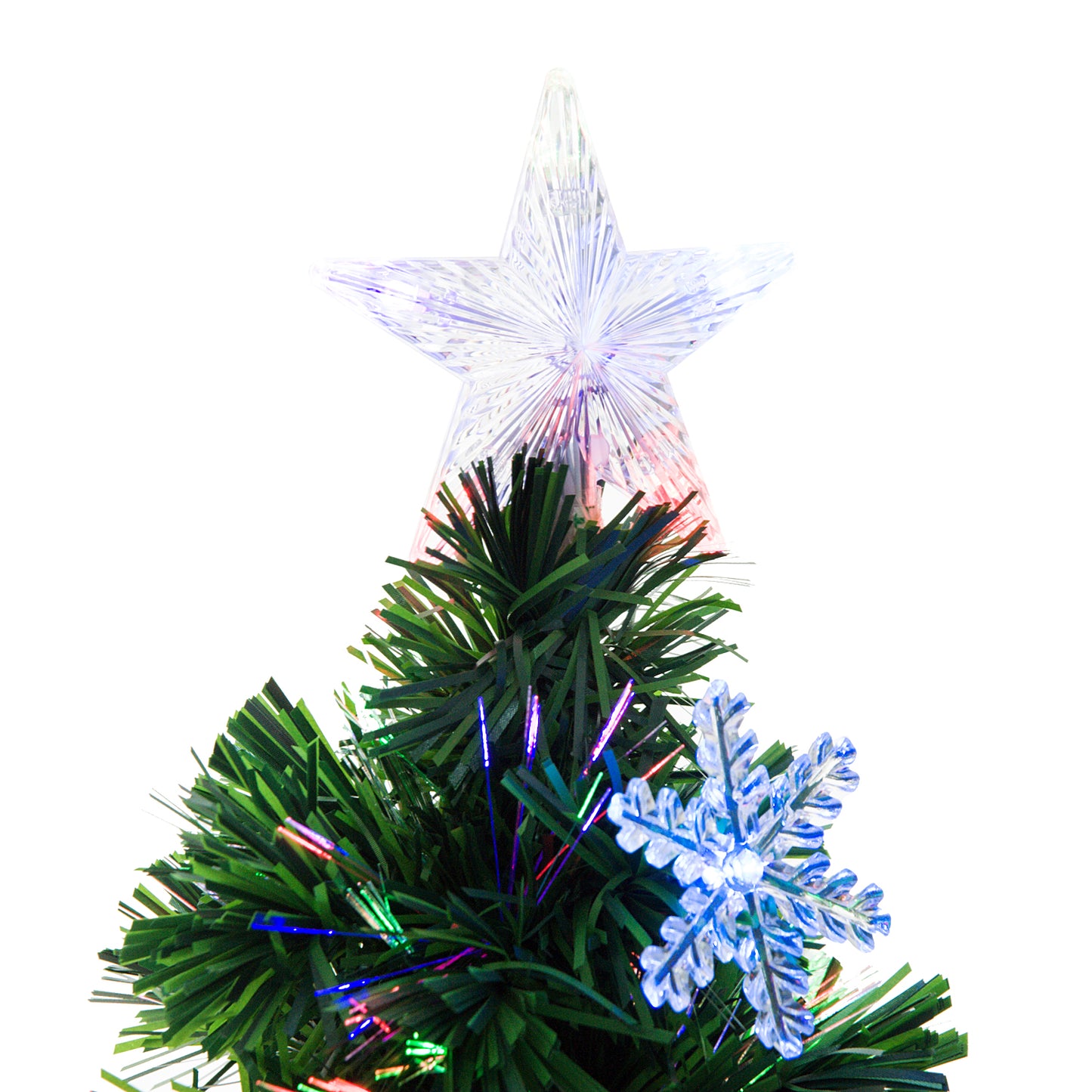 4FT Green Fiber Optic Full Lights Christmas Tree Multi LED Stars