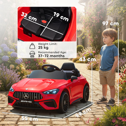 Kids Electric Car Licensed Mercedes AMG, 12V Ride On Car, Red