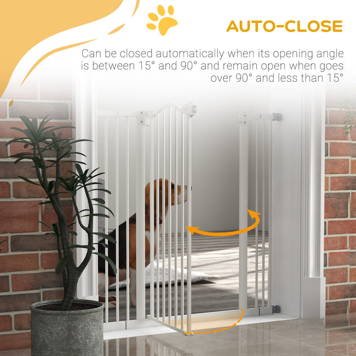 Metal Pet Safety Gate Dog Gate Folding Fence, White