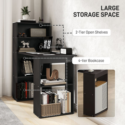 120cm Computer Desk Bookshelf Writing Table 6 Shelves Black