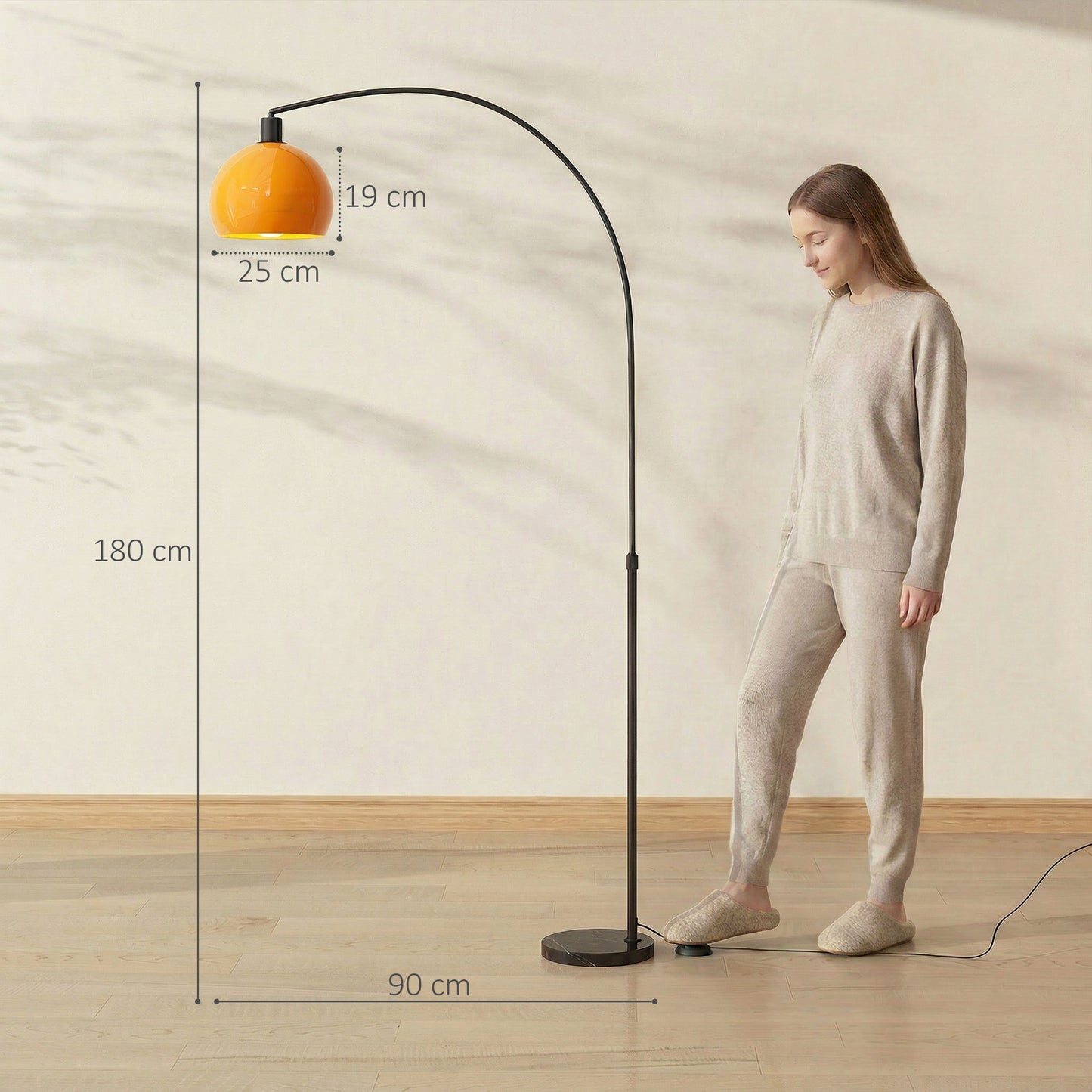 Floor Lamp for Living Room, Modern Standing Lamp with Shade & Foot Switch, Minimalist Tall Pole Lampshade for Bedroom, Office, Black
