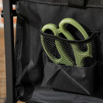 Folding Pull Along Cart Cargo Wagon Trolley with Telescopic Handle - Black