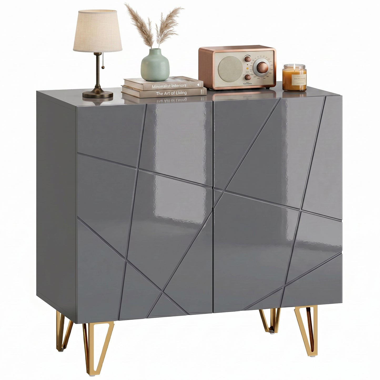 Storage Cabinet, Sideboard with Adjustable Shelf, Grey