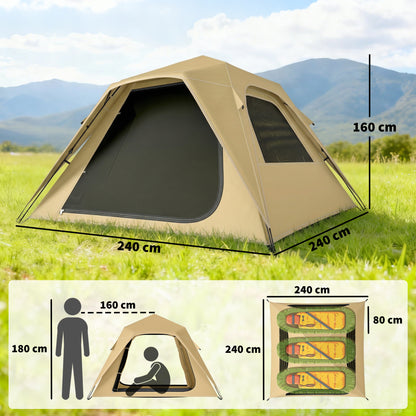 Pop Up Tent Waterproof Camping Tents 2-3 People Khaki