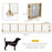 6 Panels Pet Gate, Wooden Foldable Dog Barrier w 2PCS Support Feet, for Small Medium Dogs - Natural Wood Finish