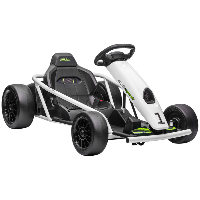 24V Electric Go Kart for Kids, Drift Ride-On Racing Go Kart with 2 Speeds, for Boys Girls Aged 8-12 Years Old, White