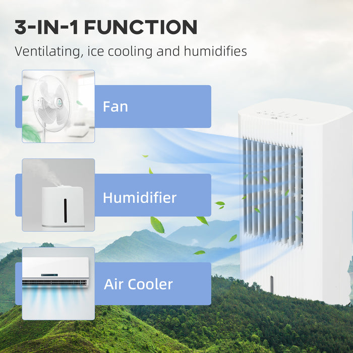 3-In-1 Air Cooler for Home Office, with Oscillation, Ice Packs, Wheels