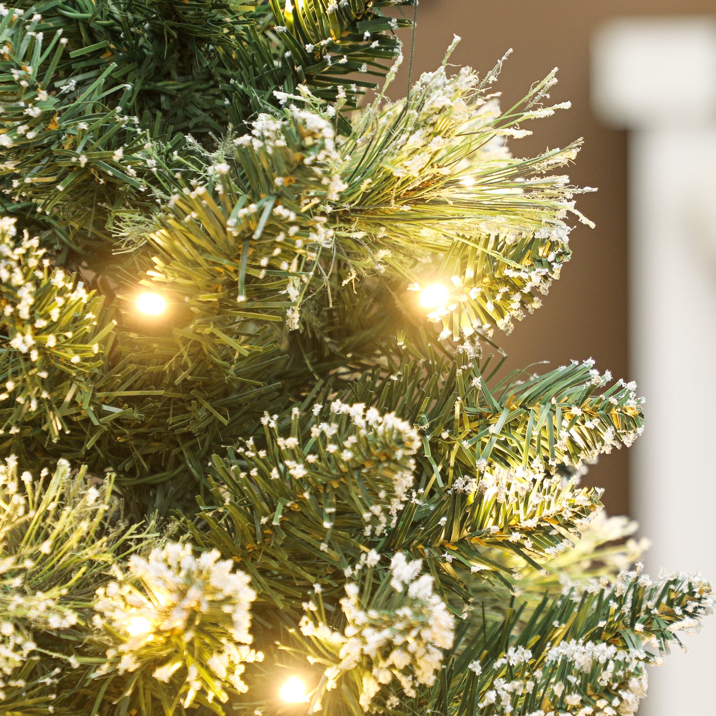 60 cm Prelit Mini Tabletop Christmas Tree, Snow Flocked Xmas Tree