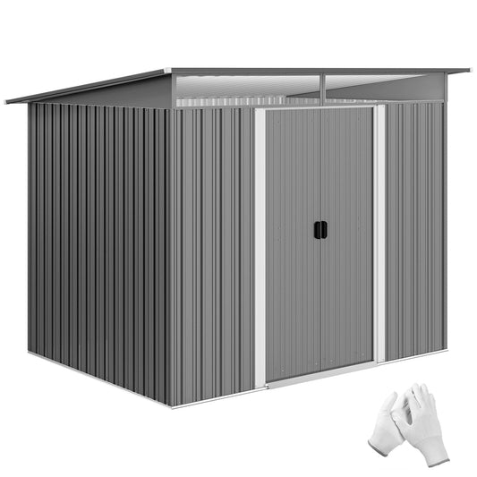 Garden Shed Outdoor Storage Tool Organiser w/ Double Sliding Door