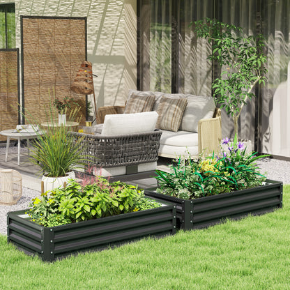Set of 2 Raised Garden Bed Elevated Planter Box for Flowers Grey