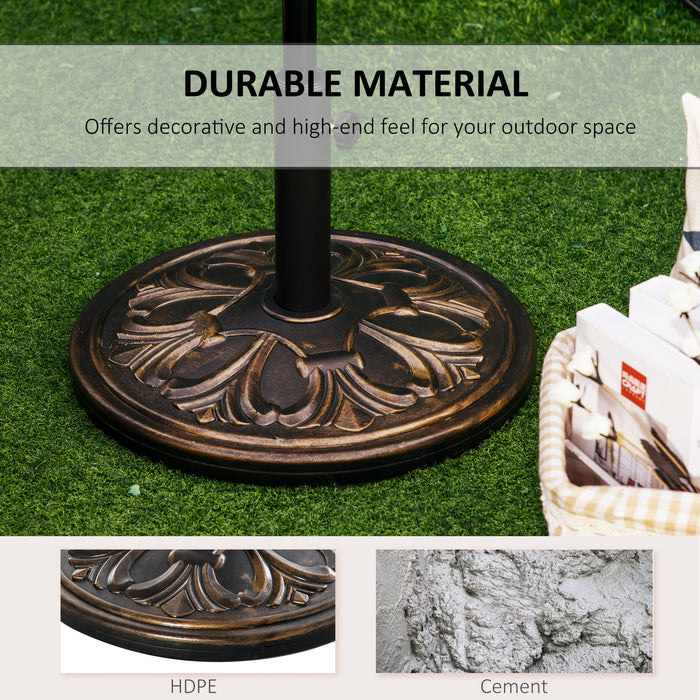 13kg Round Umbrella Base Outdoor Parasol Base Weight Stand Holder for Outdoor Garden Bronze Tone