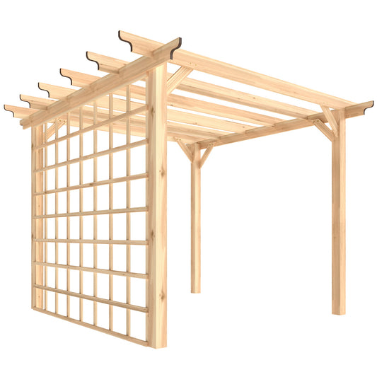 3 x 3 m Wooden Pergola Gazebo Arch with Trellis, Nature Wood Finish