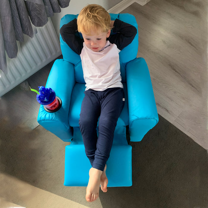 Childrens Recliner Armchair W/ Cup Holder-Blue