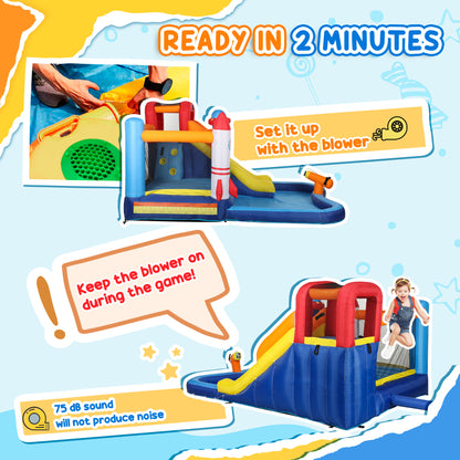 5 in 1 Bouncy Castle for Children with 550W Blower, Water Slide