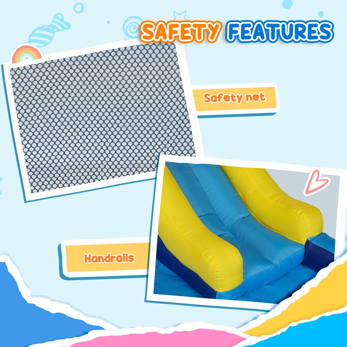 5 in 1 Bouncy Castle for Children with 550W Blower, Water Slide