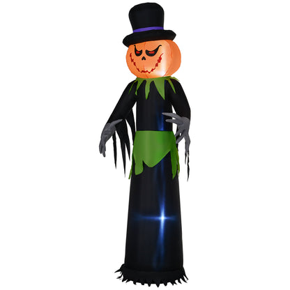 8FT Tall Halloween Inflatable Pumpkin Ghost in A Hat Decoration