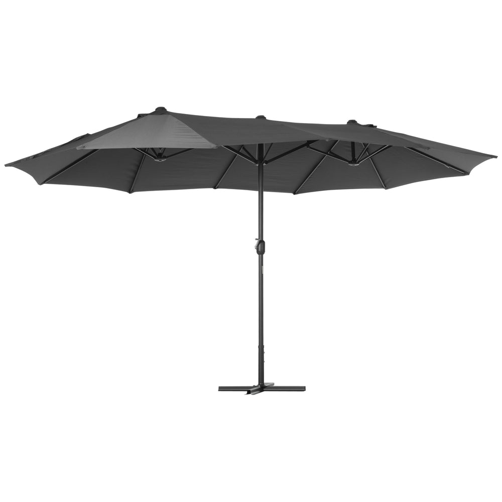 4.6m Garden Parasol Double-Sided Sun Umbrella Patio Market Shelter Canopy Shade Outdoor with Cross Base √¢¬Ä¬ì Grey