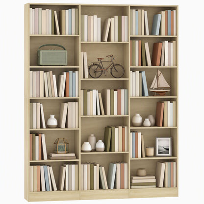 Bookcase Freestanding Open Storage Shelf with 17 Compartments