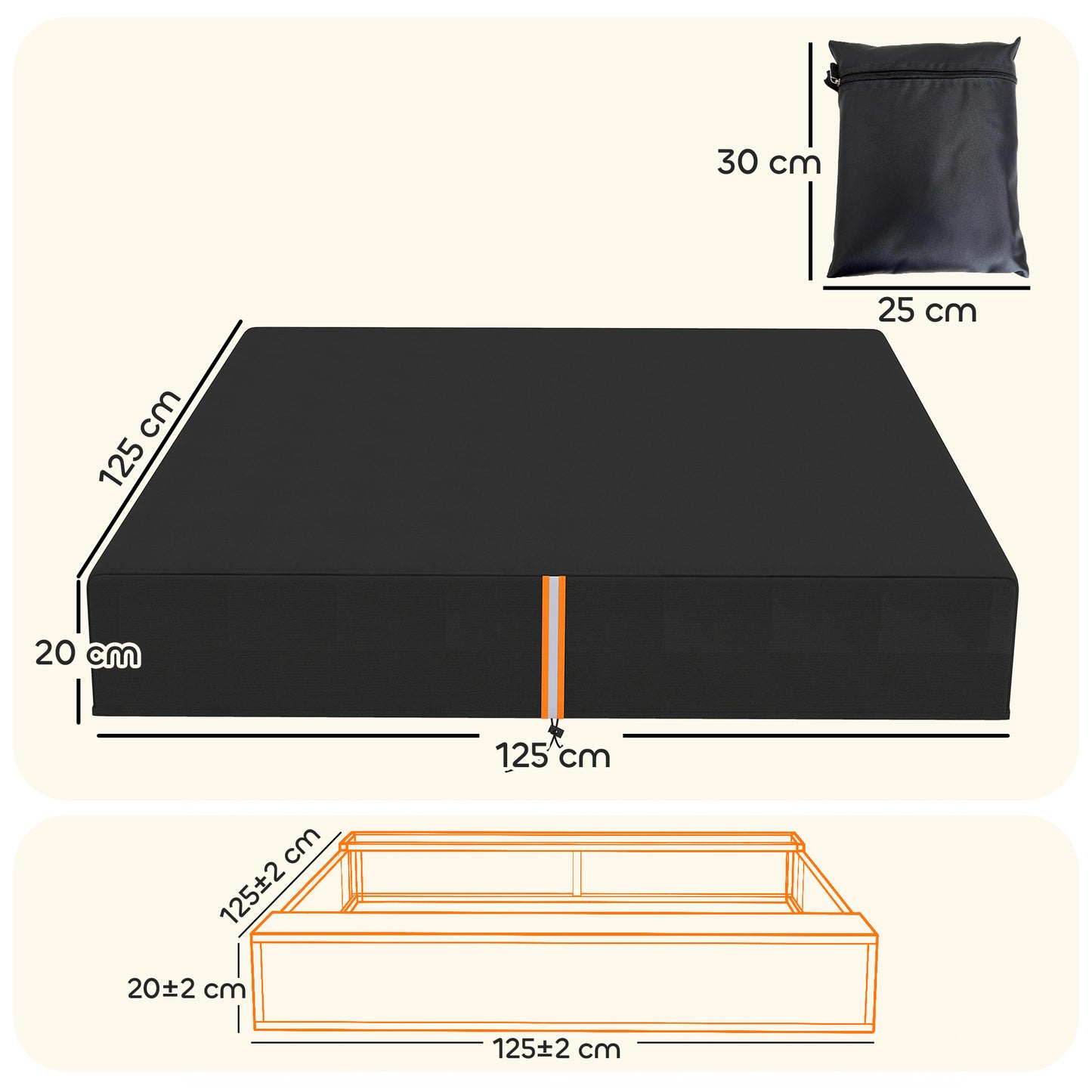 Sandbox Cover, Square Sandpit Cover with Drawstring & Elastic Band