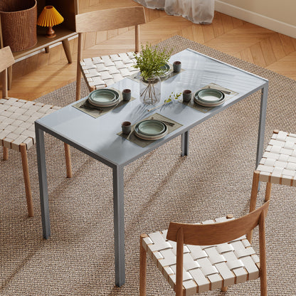 Modern Rectangular 4 Seater Dining Table with Tempered Glass Top