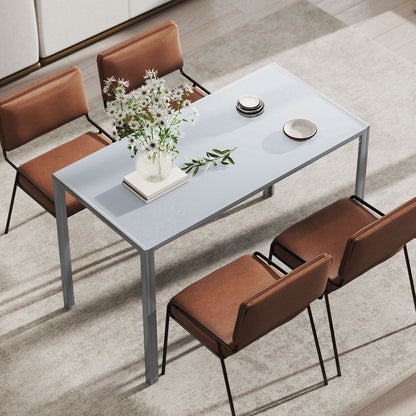 Modern Rectangular 4 Seater Dining Table with Tempered Glass Top