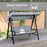 3 Seater Garden Swing Chair, Outdoor Hammock Bench with Adjustable Canopy, Removable Cushions and Steel Frame, Grey