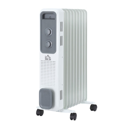 Oil Filled Radiator Portable Heater W/ 9 Fin, 3 Heat Settings White